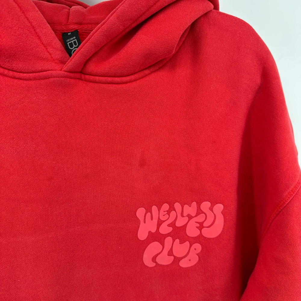 Cotton On Body Wellness Club Plush Graphic Hoodie Red Sweatshirt Medium Cozy - Picture 3 of 9